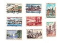 Vintage postage stamps from France.