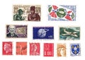 Vintage postage stamps from France. Royalty Free Stock Photo