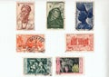 Vintage postage stamps from French West Africa. Royalty Free Stock Photo