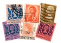 Vintage postage stamps from Hong Kong. Royalty Free Stock Photo