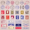 Vintage Postage Stamps, Marks And Stickers