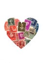 Vintage postage stamps from the Netherlands in the shape of a heart. Royalty Free Stock Photo