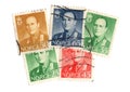Vintage postage stamps from Norway. Royalty Free Stock Photo