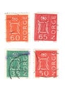 Vintage postage stamps from Norway. Royalty Free Stock Photo