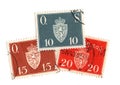 Vintage postage stamps from Norway. Royalty Free Stock Photo