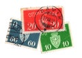 Vintage postage stamps from Norway. Royalty Free Stock Photo