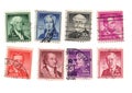 Vintage postage stamps from the USA. Royalty Free Stock Photo