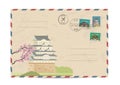 Vintage postal envelope with Japan stamps Royalty Free Stock Photo