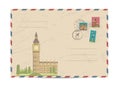 Vintage postal envelope with stamps Royalty Free Stock Photo