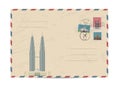 Vintage postal envelope with stamps Royalty Free Stock Photo