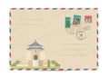 Vintage postal envelope with Taiwan stamps