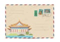 Vintage postal envelope with Taiwan stamps