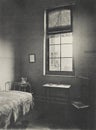 Vintage postcard from around 1900-1930 showing a typical nun or monk single room in the monastery Notre-Dame du CÃÂ©nacle at Saint- Royalty Free Stock Photo