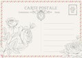 Vintage postcard background template. Vector illustration Royalty Free Stock Photo