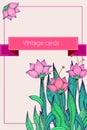 Vintage postcard, pink lily