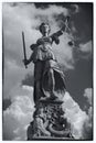 Vintage postcard representing the Statue of lady justice in Frankfurt a. Main, Germany Royalty Free Stock Photo