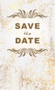 Vintage postcard save the date grunge, aged marble background wi Royalty Free Stock Photo