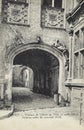 Vintage postcard showing the entrance gate dating from 1612 of the town hall of  Veurne Furnes in French in the early 20th Royalty Free Stock Photo