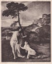 Vintage postcard of Titian - Christ and the Magdalene