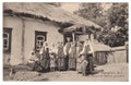 Vintage postcard with Ukrainian women and children. Russian Empire