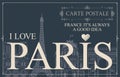 Vintage postcard with words I love Paris Royalty Free Stock Photo