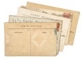 Vintage postcards letter mai Used paper background Royalty Free Stock Photo