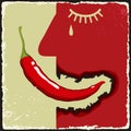 Vintage poster with chili pepper. Vector