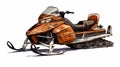 Vibrant Orange Snowmobile Art: Ink Wash Style On White Background