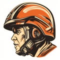 Vintage Poster Design: Orange Firefighter With Helmet Royalty Free Stock Photo