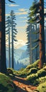 Vintage Poster Design: Redwood National And State Parks Landscape In Lofi