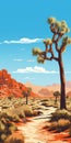 Vintage Poster Design: Spectacular Desert Landscape With Desert Tree