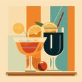 Vintage Poster Design: Three Alcoholic Drinks On A Table