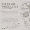 Vintage Poster Dia de Muertos Tattoo Skull Ornate Day of The Dead damaged paper