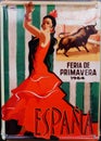 Vintage poster, female flamenco dancer for Seville Spring Fair, Spain