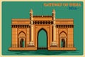 Vintage poster of Gateway of India in Mumbai famous monument of India Royalty Free Stock Photo