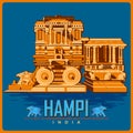 Vintage poster of Hampi in Karnataka famous monument of India