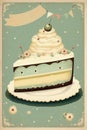 Vintage poster happy birthday, cake, card, postcard, vintage, dreamy, fun, cute, happy Royalty Free Stock Photo