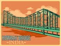 Vintage poster of Howrah Bridge in Kolkata famous monument of India