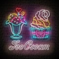 Vintage Poster with Ice Cream in Paper Cups