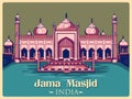 Vintage poster of Jama Masjid in Delhi famous monument of India