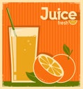 Vintage Poster Of Orange Juice On Old Paper Texture