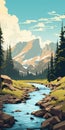 Vintage Poster Style Landscape Of Rocky Mountain National Park