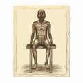 Vintage Poster Style Print Of Sitting Human On Chair