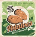 Vintage poster template for potato farm Royalty Free Stock Photo