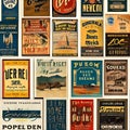 792 Vintage Posters: A vintage and aged background featuring vintage posters in warm and distressed tones that evoke a sense of