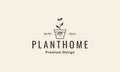 Vintage pots seed plant logo vector icon illustration design Royalty Free Stock Photo