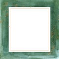 Vintage Pre-made Greeting card with watercolor green washes and golden splashes