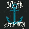 Vintage print for apparel design with an anchor