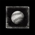 Vintage print baseball ball. Soft minimalist simple design on a black background transferable to a t-shirt. Baseball