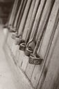 Vintage Printing Irons On A Wall Royalty Free Stock Photo